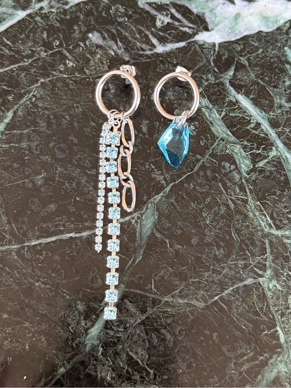 Justine Clenquet Mismatched Crystal Chain Drop Earrings